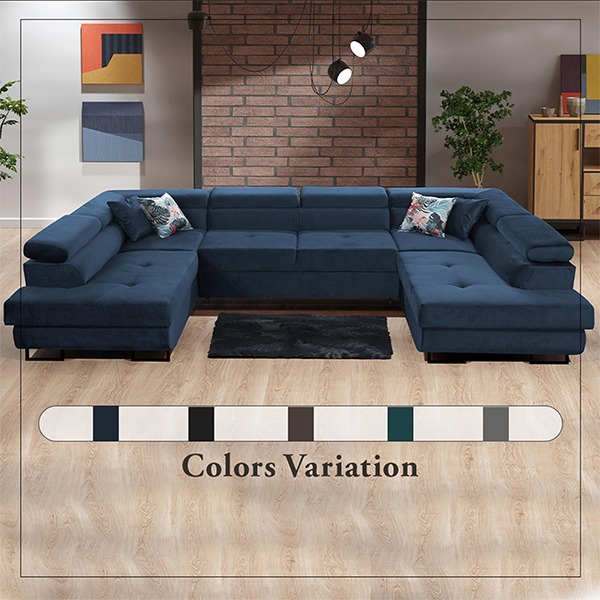 BLUE U-CORNER SOFA BED - Image 2