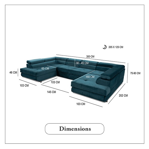 BLUE U-CORNER SOFA BED - Image 3