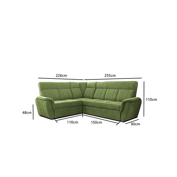 SELLY GREEN LARGE CORNER SOFA BED - Image 6