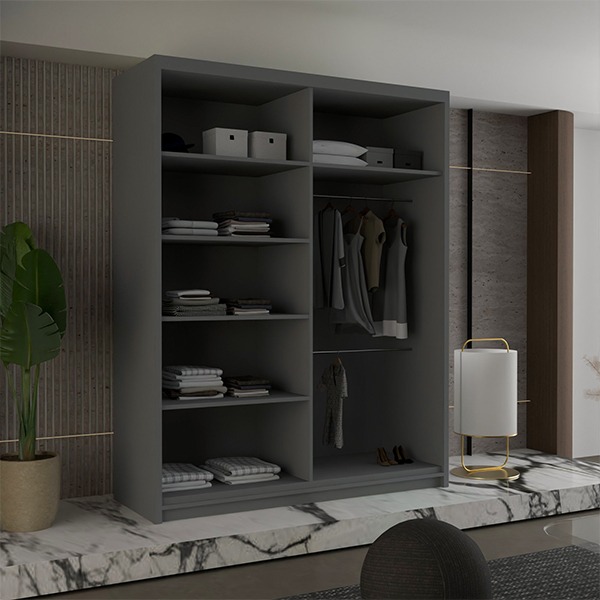 DIAMOND GREY WARDROBE 150cm/203cm - Image 3