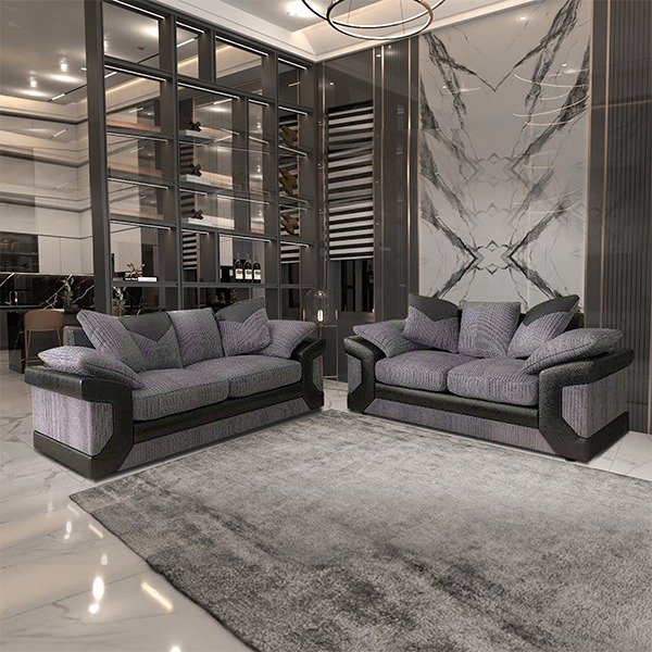 DINO BLACK/GREY SOFA SET