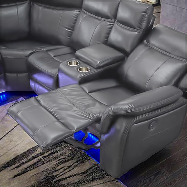 Recliner Corner Sofa Grey With Led Lights - Image 3