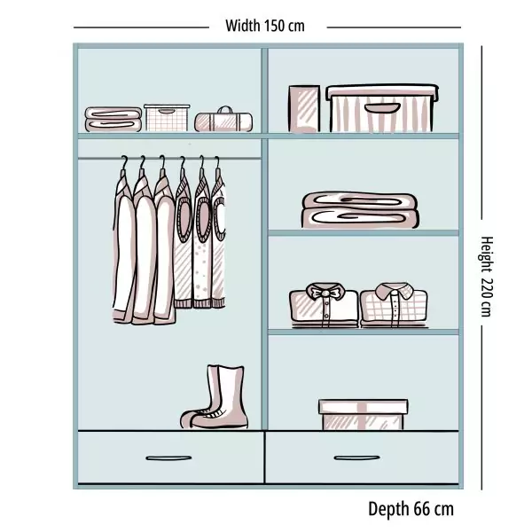 HIGH GLOSS SYCYLIA WHITE WARDROBE 150-208-255CM - Image 7