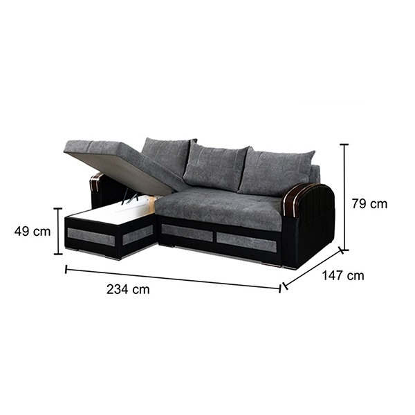 KEWIN GREY L-SHAPE SOFA BED - Image 5