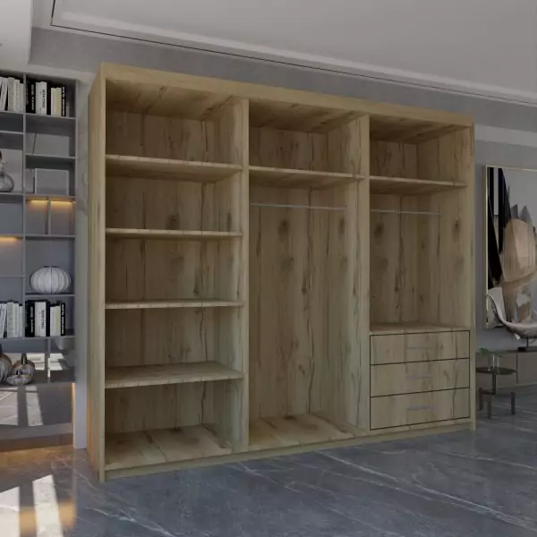 MIAMI OAK WARDROBE 250cm - Image 2