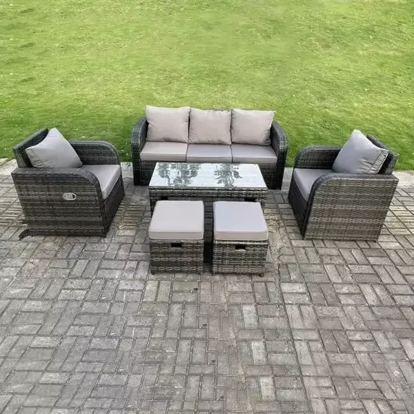 Outdoor Garden Fimous 7-Seater Reclining Rattan Set