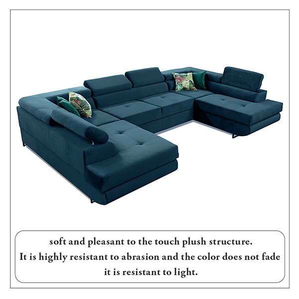 BLUE U-CORNER SOFA BED - Image 5