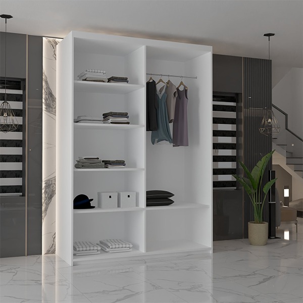 CHICAGO WHITE WARDROBE 250cm - Image 9