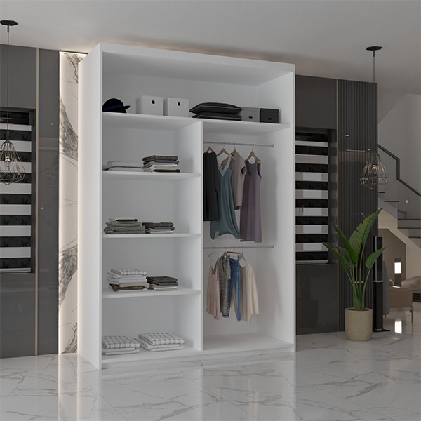 CHICAGO WHITE WARDROBE 250cm - Image 8
