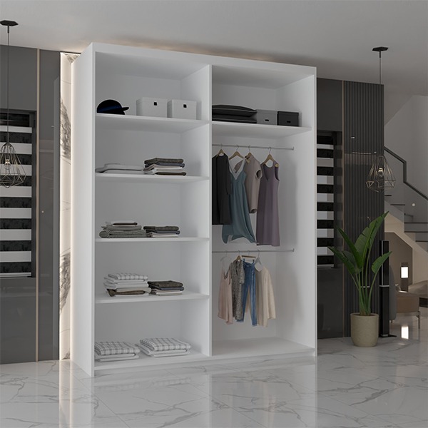CHICAGO WHITE WARDROBE 250cm - Image 7