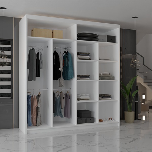 CHICAGO WHITE WARDROBE 250cm - Image 6