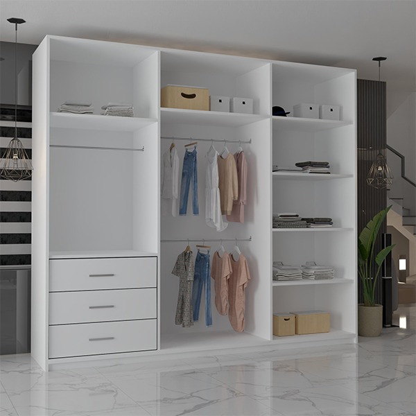 CHICAGO WHITE WARDROBE 250cm - Image 2