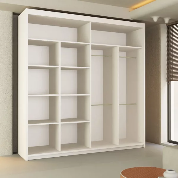 LISBON SLIDING DOOR WARDROBE WHITE 120cm/150cm/180cm/203cm - Image 3
