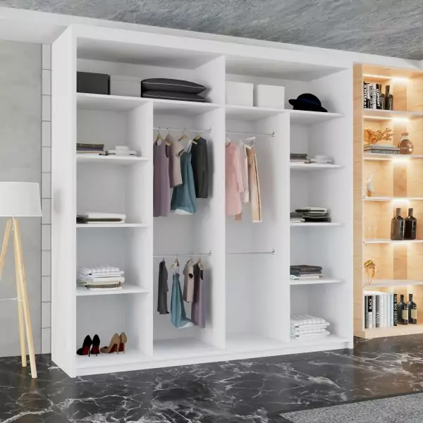 Estonia 2 Door Sliding Wardrobe White 150/203cm - Image 2