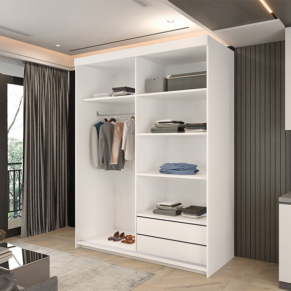 Marbella White Sliding Wardrobe 150cm/200cm - Image 6