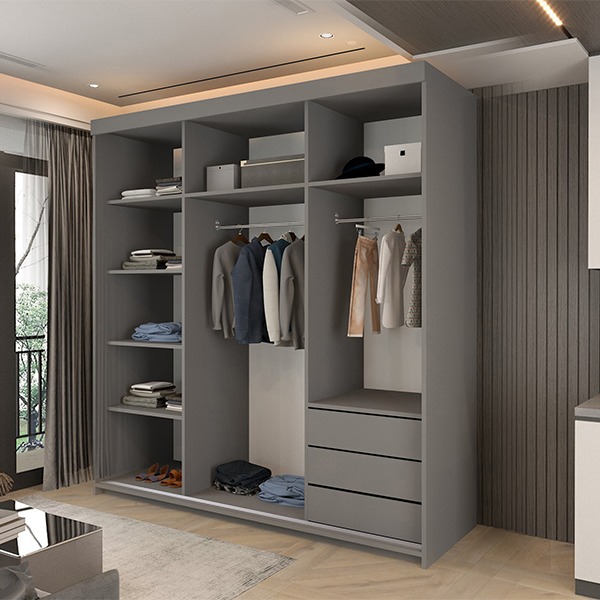 Marbella Grey Sliding Wardrobe 150cm/200cm - Image 3