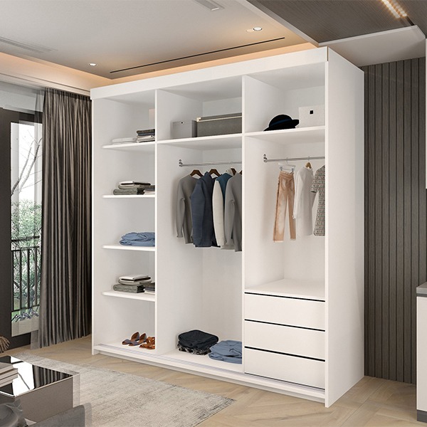 Marbella White Sliding Wardrobe 150cm/200cm - Image 3