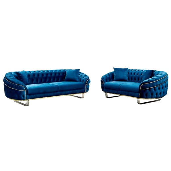 Camden Chesterfield Blue 3+2 Sofa Set - Image 3