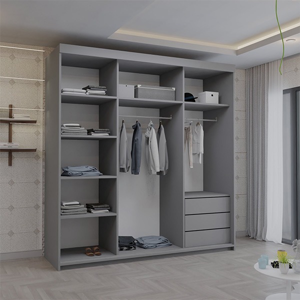 Serbia Grey Sliding Wardrobe 150cm/200cm - Image 2