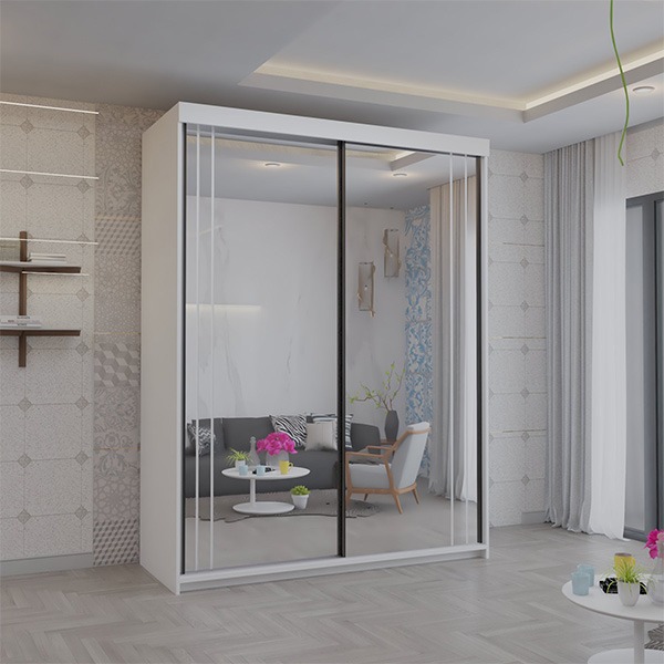 Serbia White Sliding Wardrobe 150cm/200cm - Image 4