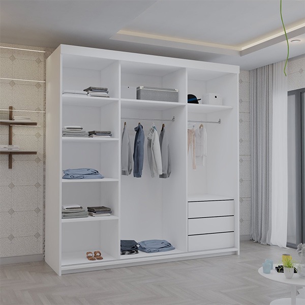Serbia White Sliding Wardrobe 150cm/200cm - Image 2