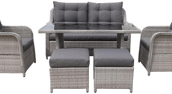 Luxury 6 Seater Sofa Dining Set Grey