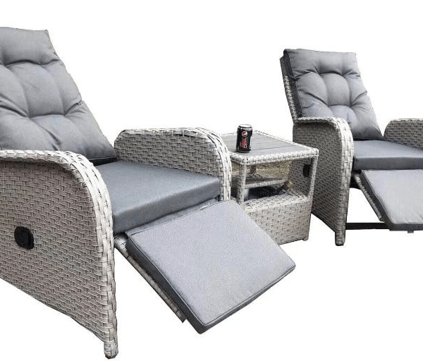 Berlin Rattan Recliner with Ice Bucket Grey